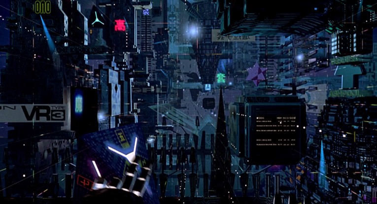 A futurstic CGI city resembling cyberspace